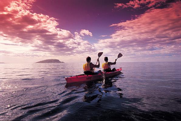 Canoeing: a great place to visit in Victor Harbor. Image &copy SATC; Adam Bruzzone. This photo sponsored by Home Cleaning Category.
