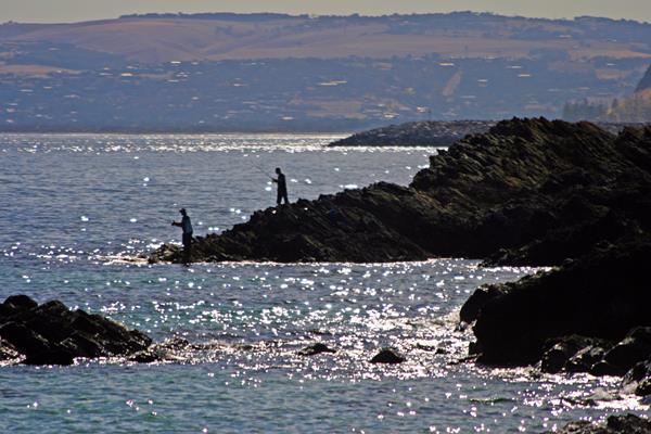 Fishing off the Rocks: a great place to visit in Victor Harbor. Image &copy Fleurieu Peninsula Tourism; SATC. This photo sponsored by Hotels Category.